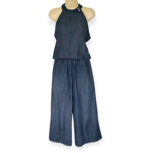 CLOTH & STONE Anthropologie Chambray Halter Jumpsuit Denim Overall Small